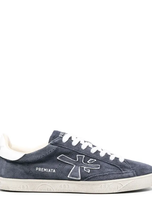 Premiata Steven lädersneakers - Blå