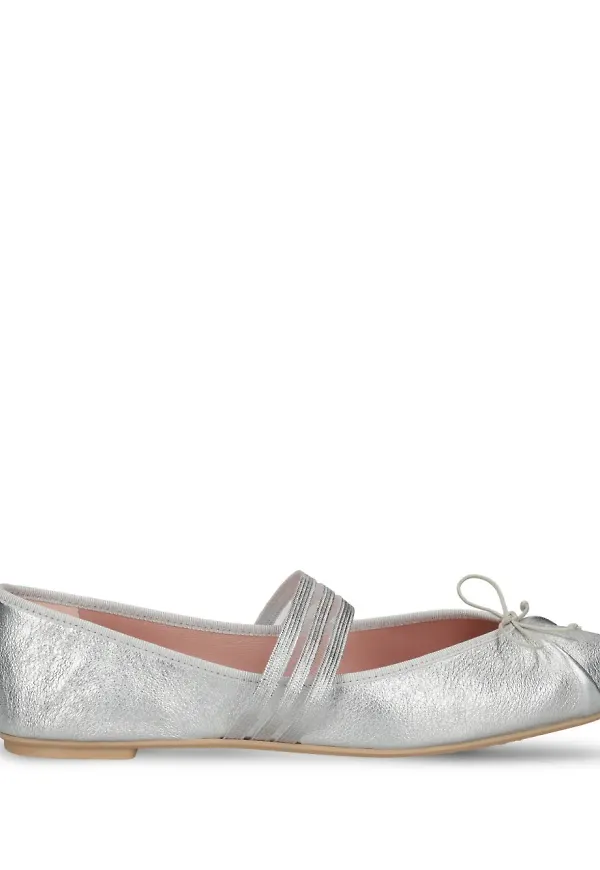 Pretty Ballerinas ballerinaskor i läder - Silverfärgad