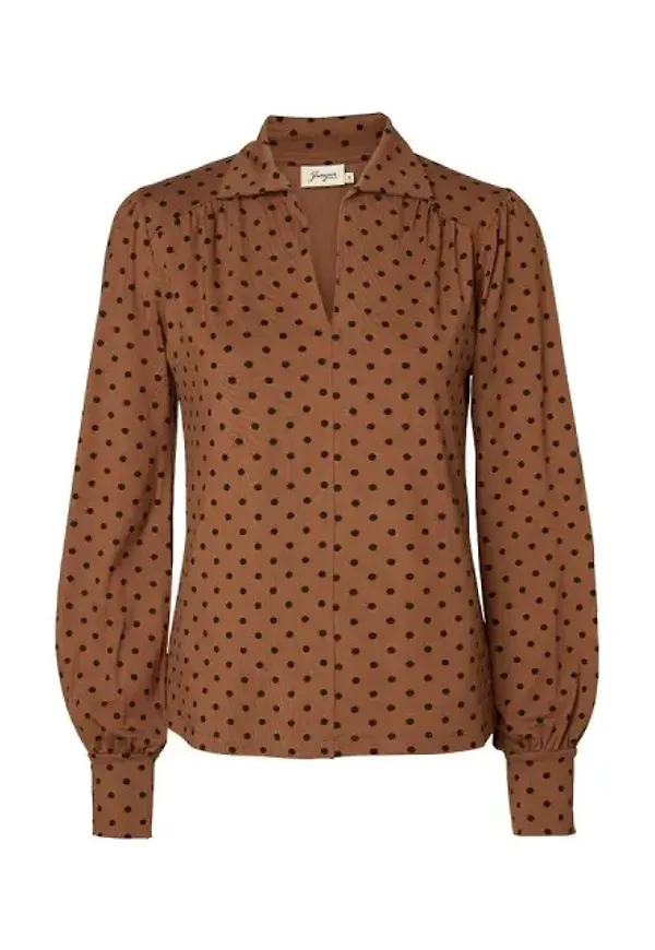 Prickig Retro Top - Tomasine Dot Brown