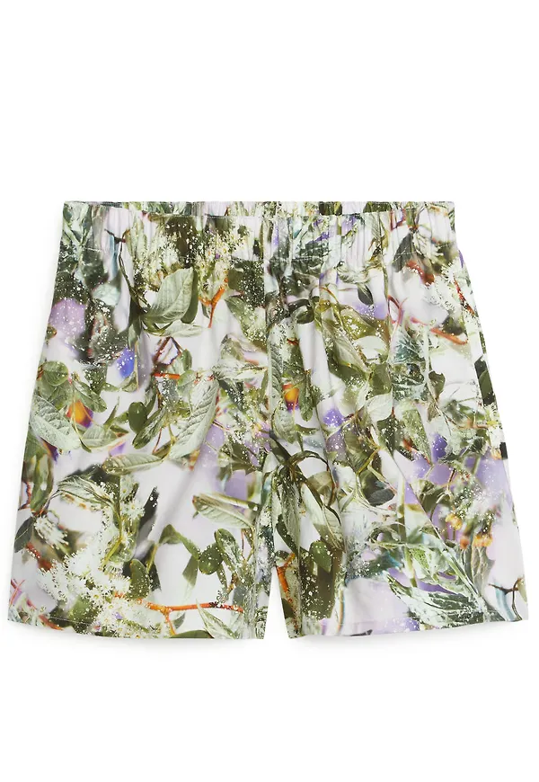 Print Cotton Shorts - Blue