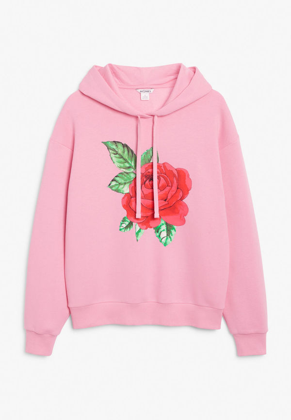 Print drawstring hoodie - Pink
