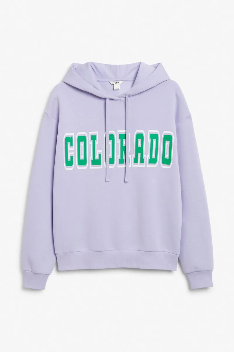 Print drawstring hoodie - Purple