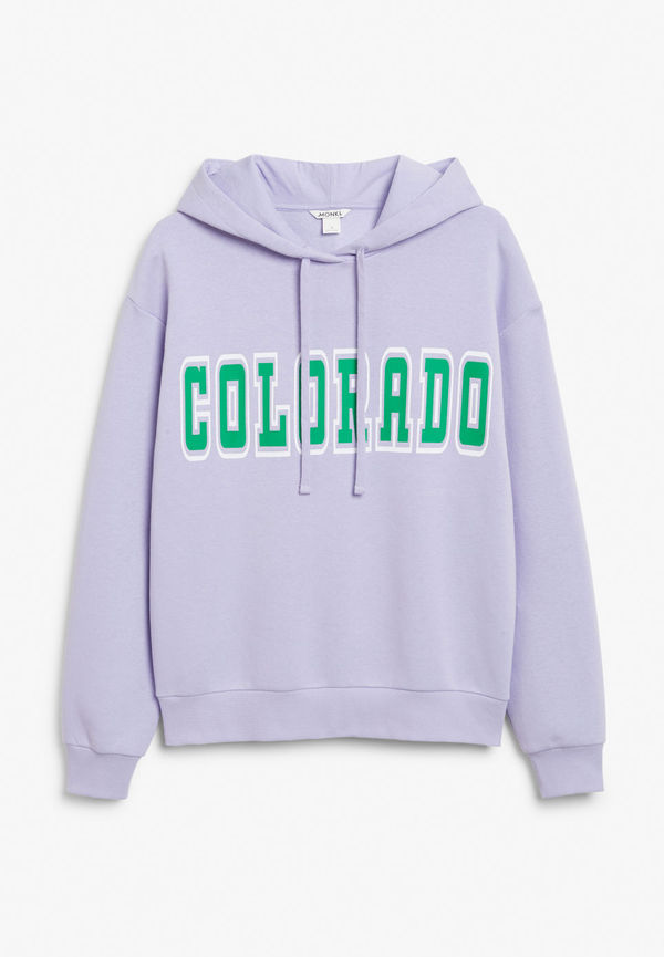 Print drawstring hoodie - Purple