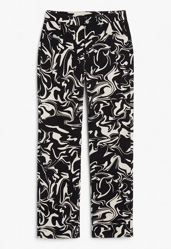 Print straight-leg trousers - Black