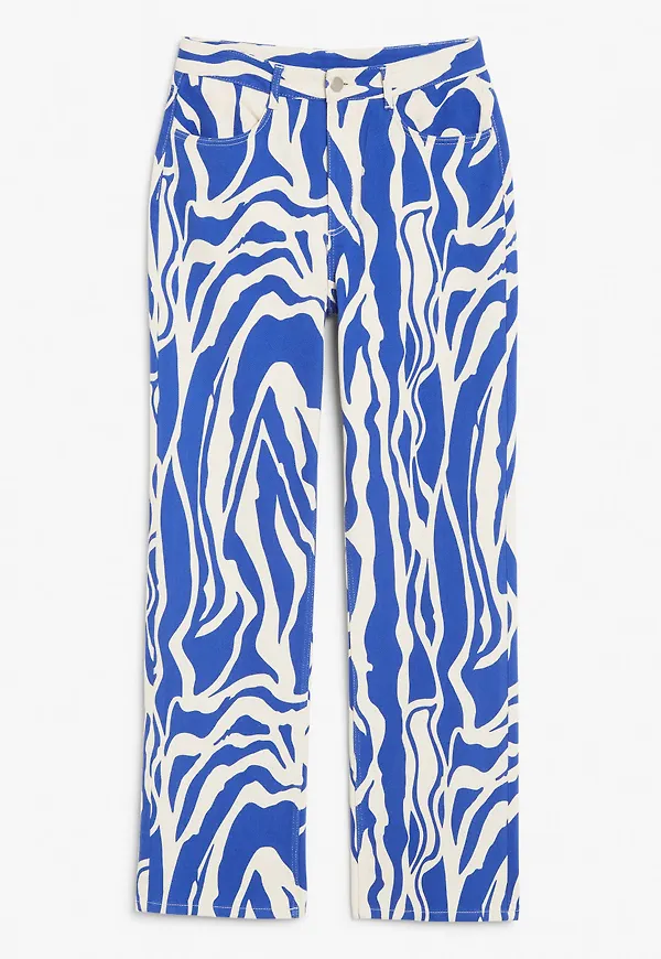 Print straight-leg trousers - Blue