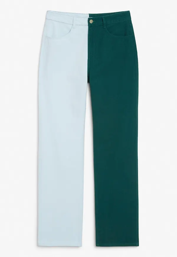 Print straight-leg trousers - Green