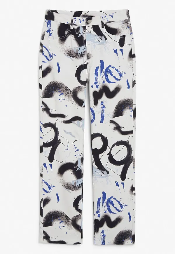 Print straight-leg trousers - Grey