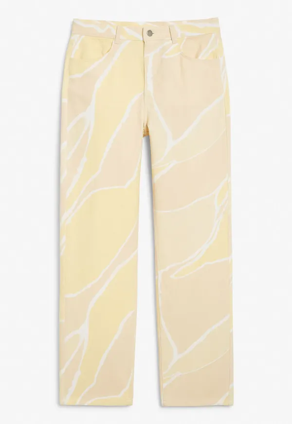 Print straight-leg trousers - White