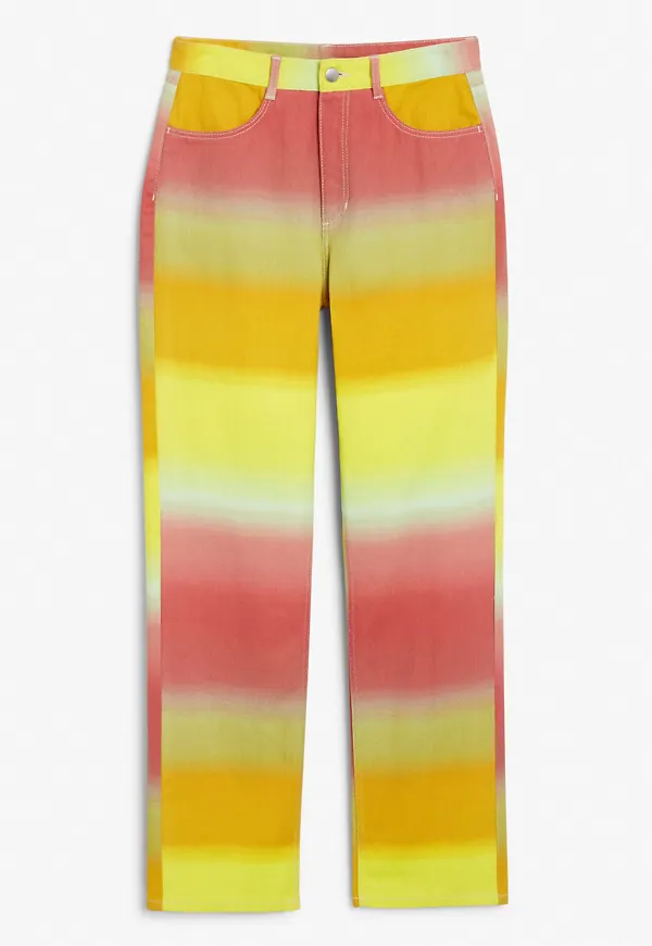 Print straight-leg trousers - Yellow