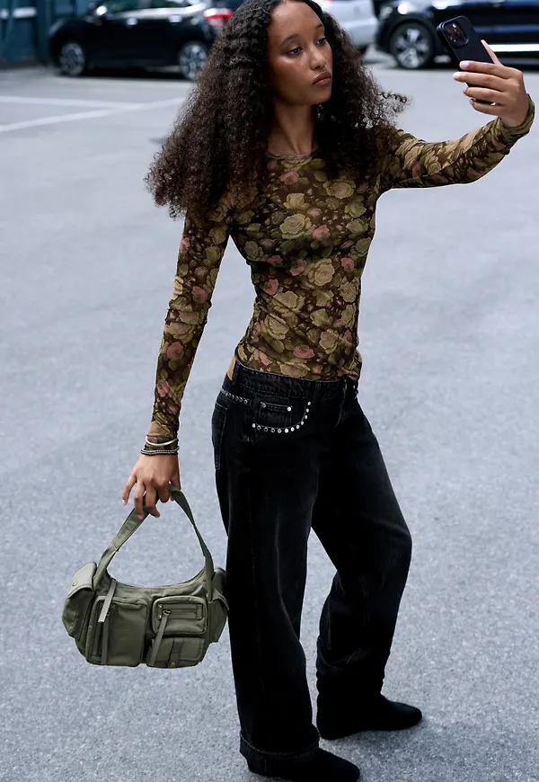 Printed slim fit long-sleeve top