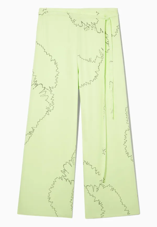 PRINTED WIDE-LEG CROPPED TROUSERS