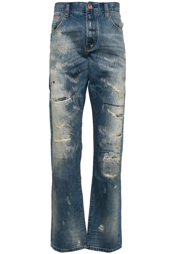 Private Stock jeans med morrhårseffekt - Blå