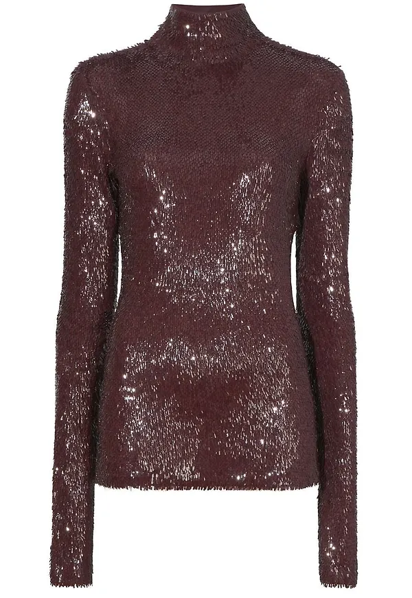 Proenza Schouler high-neck sequined top - Brun