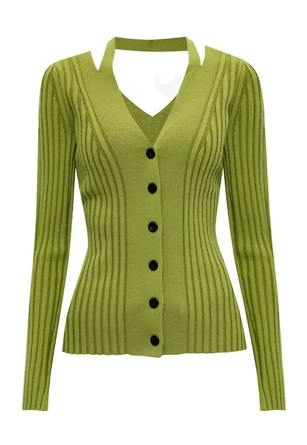 Proenza Schouler Ribbed cardigan Grön, Dam
