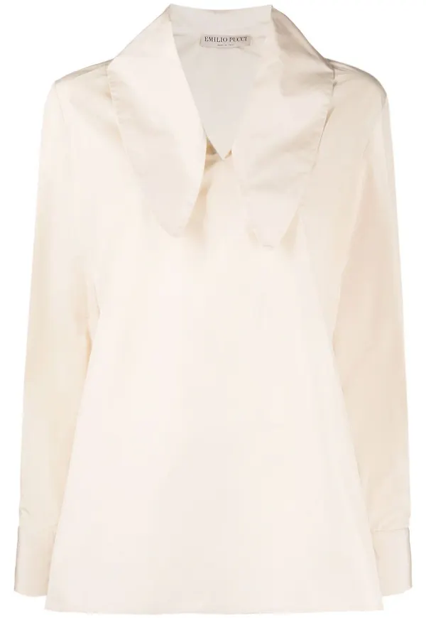 PUCCI blus med knytkrage - Neutral