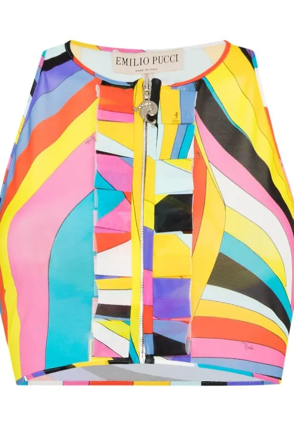 PUCCI Iride croptop med brottarrygg - Gul