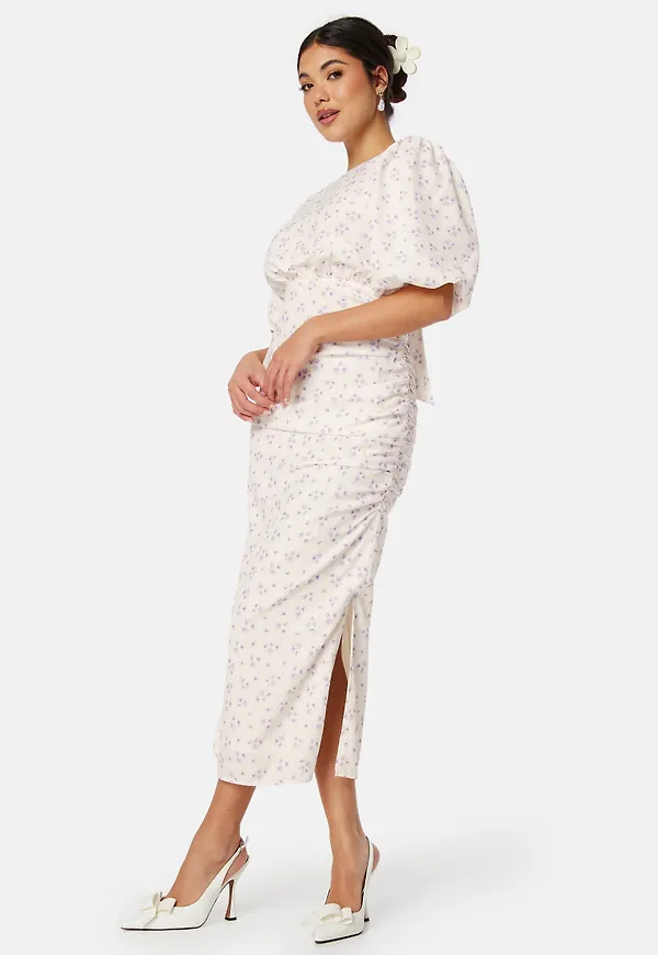 Puff Sleeve Bow Midi Dress