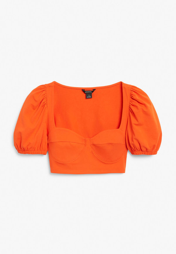 Puff sleeve corset top - Orange