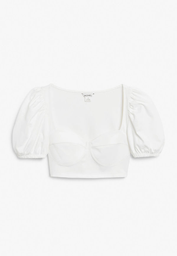 Puff sleeve corset top - White
