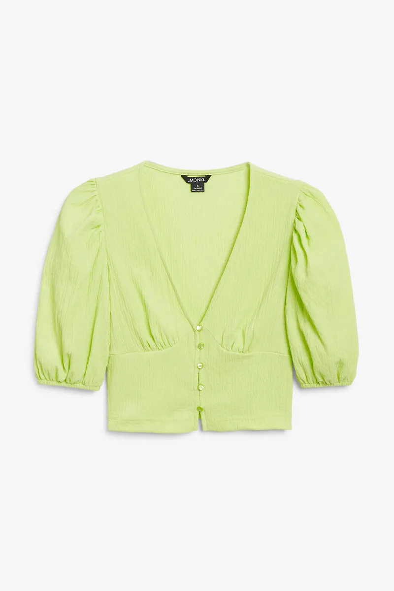Puff sleeve crop top - Green