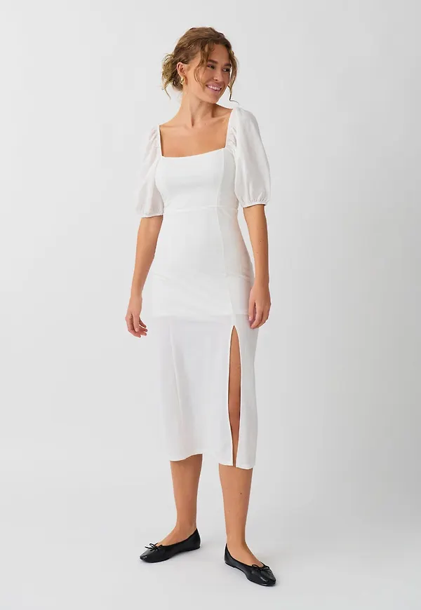 Puff sleeve midi dress