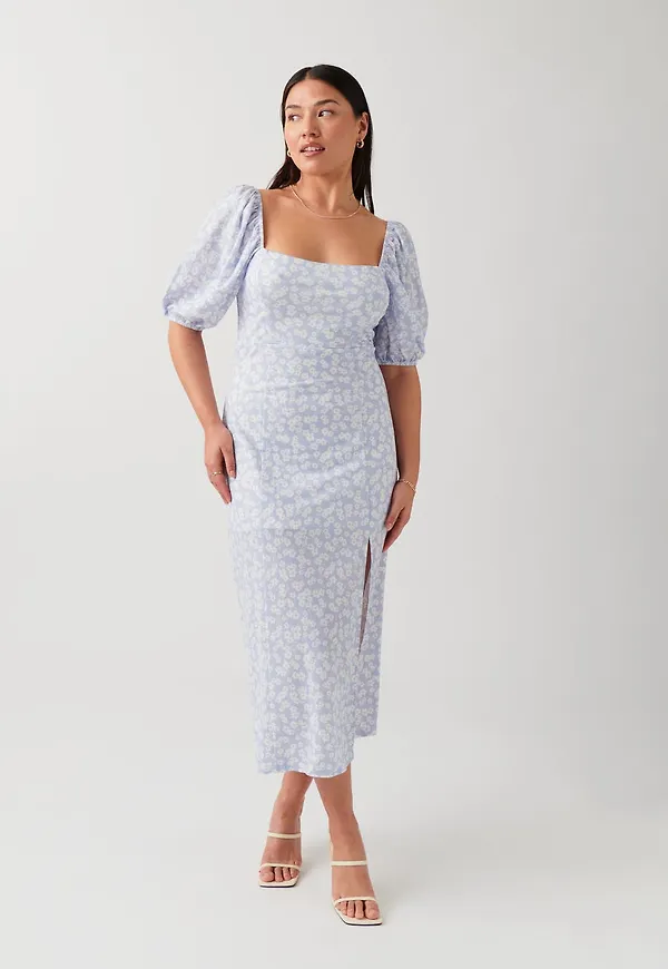 Puff sleeve midi dress