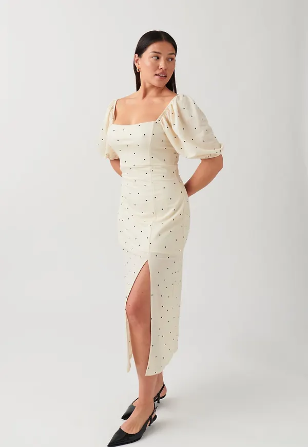 Puff sleeve midi dress