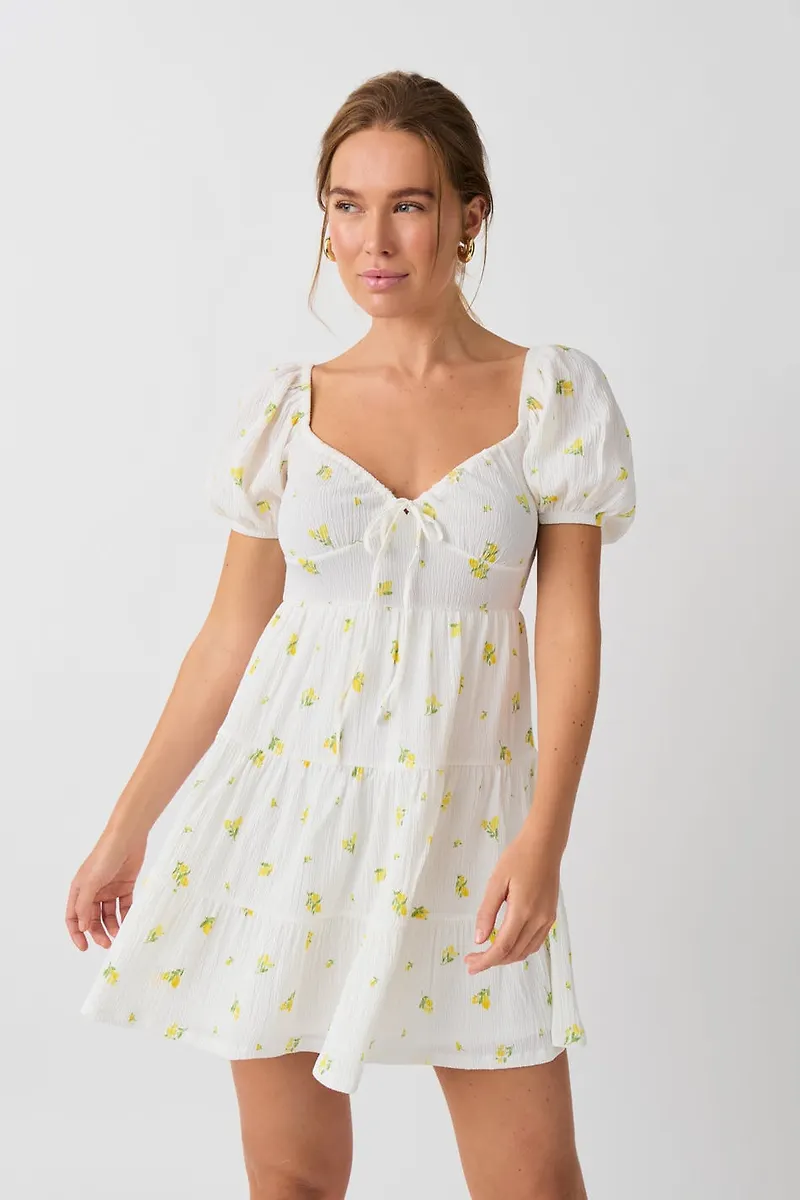 Puff sleeve mini dress