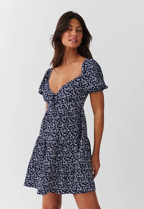 Puff sleeve mini dress