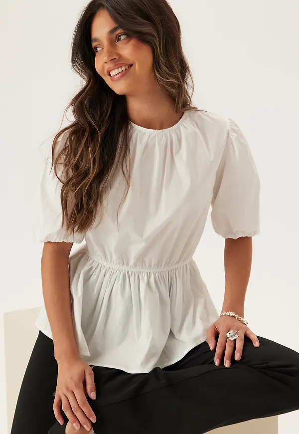 Puff Sleeve Peplum Blouse