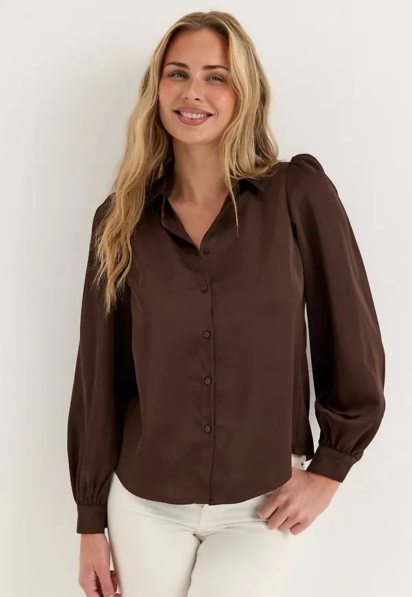 Puff Sleeve Satin Shirt