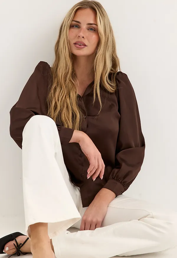 Puff Sleeve Satin Shirt