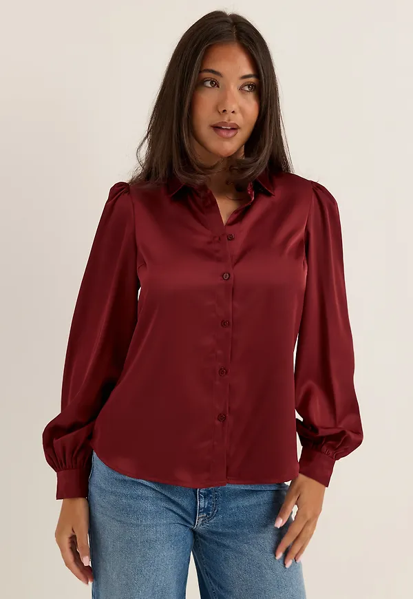 Puff Sleeve Satin Shirt