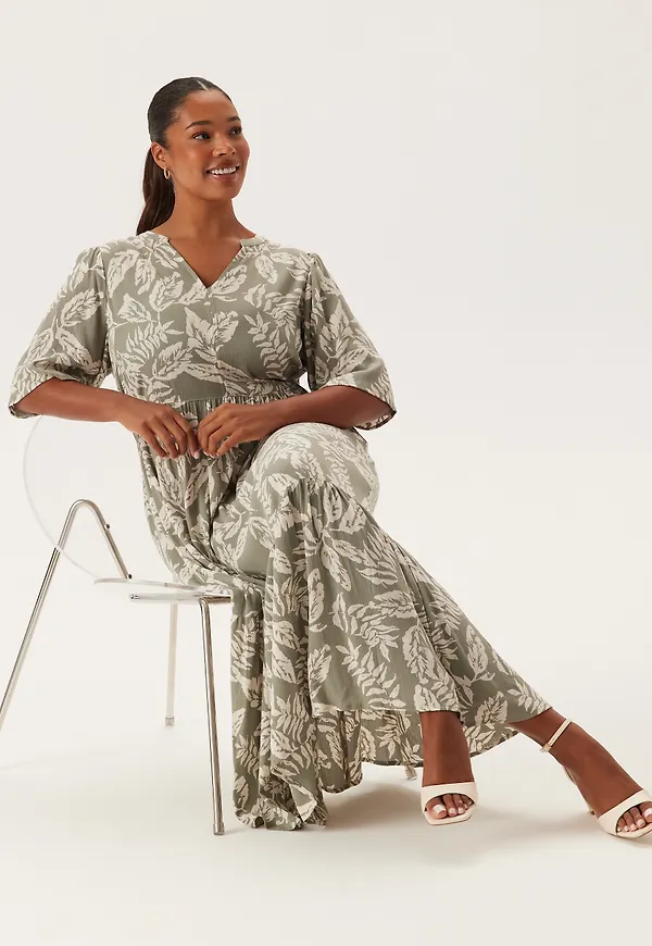 Puff Sleeve Viscose Dress