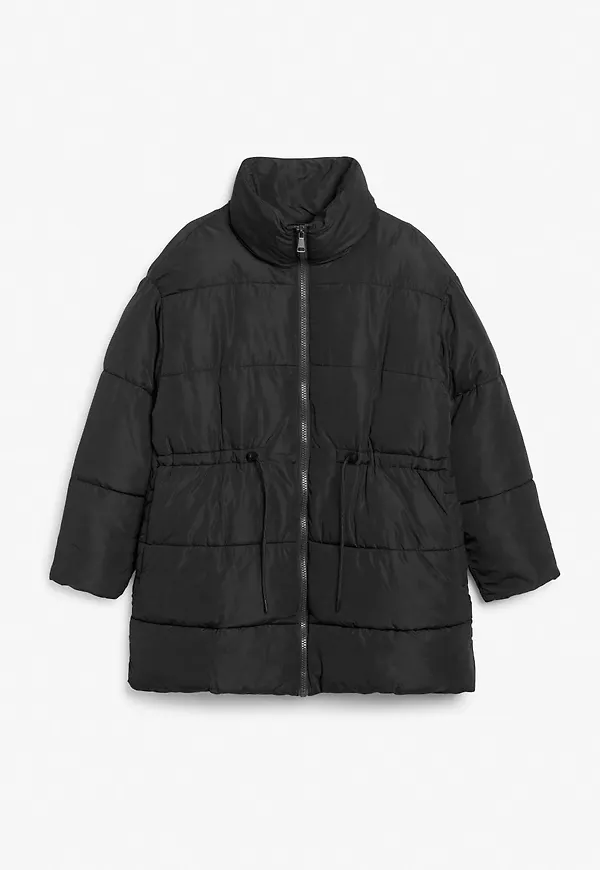 Puffer coat with high collar - Black
