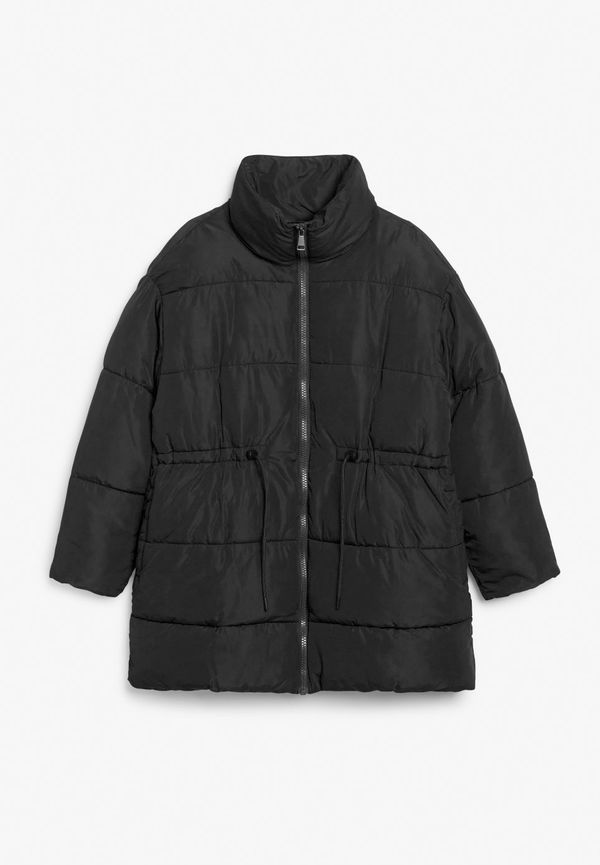 Puffer coat with high collar - Black