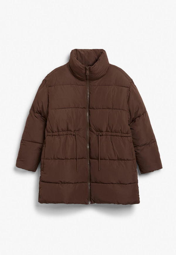 Puffer coat with high collar - Brown