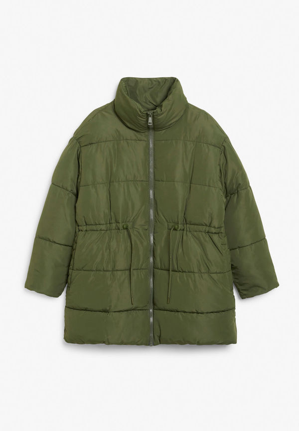 Puffer coat with high collar - Green