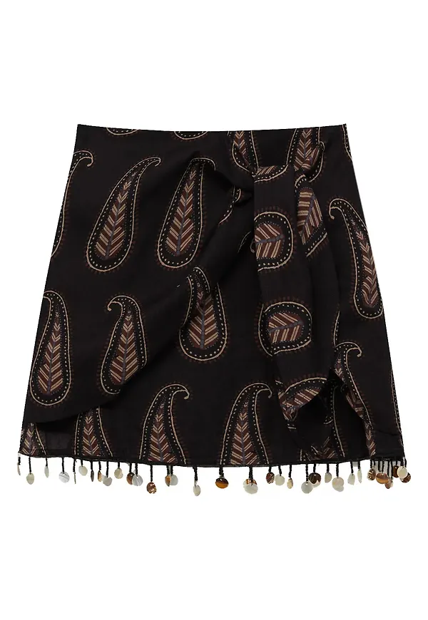 Pull&Bear Kjol chamois / duvblå / brun / svart