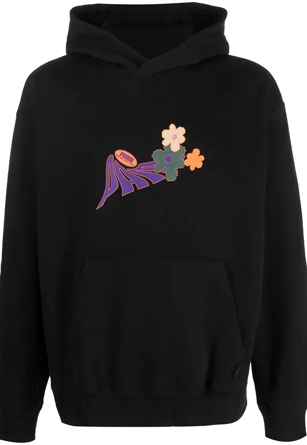 PUMA blommig pullover-hoodie - Svart