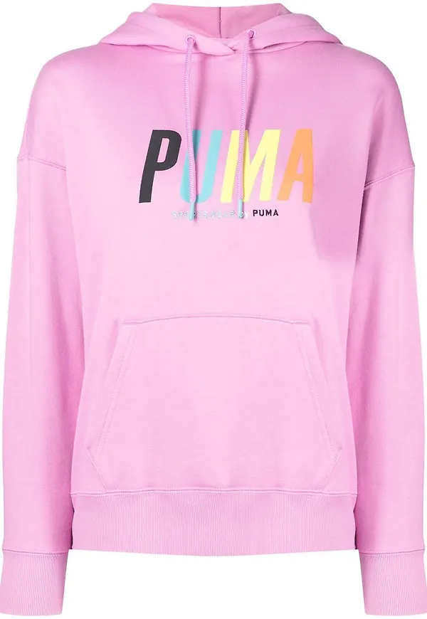 PUMA hoodie med dragsko - Rosa