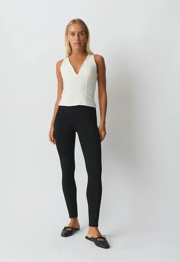 Gina Tricot - Punto di roma leggings - leggings - Svart - XXS - Dam
