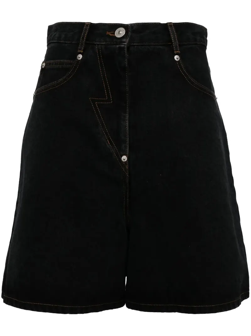 pushBUTTON jeansshorts med logotypmärke - Blå