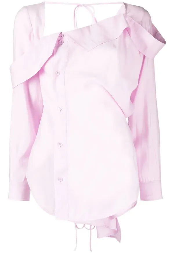 pushBUTTON skjorta med asymmetrisk krage - Rosa
