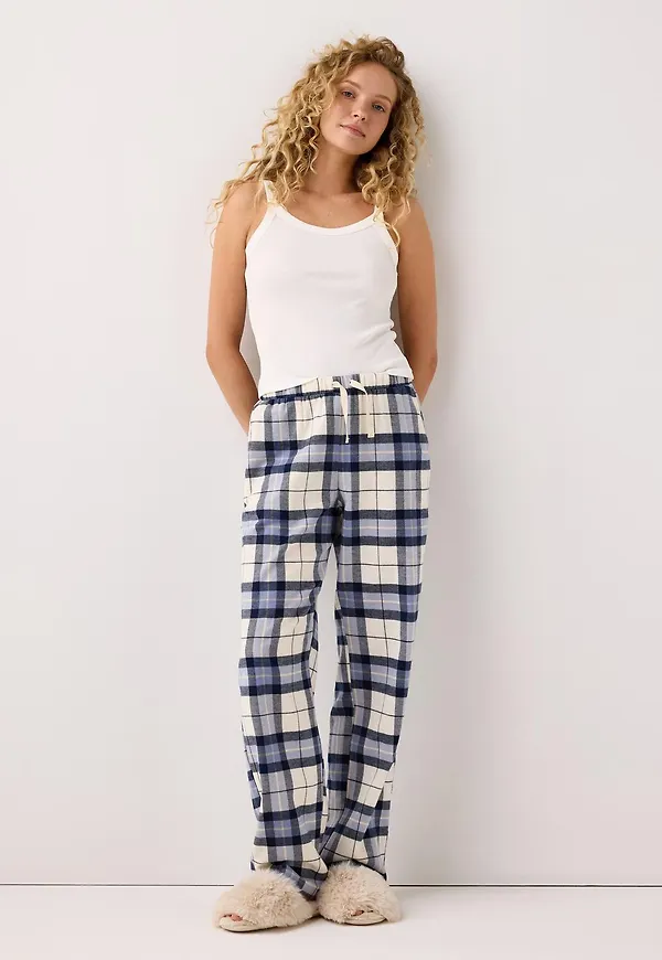 Pyjamasbyxor i flanell med längre ben