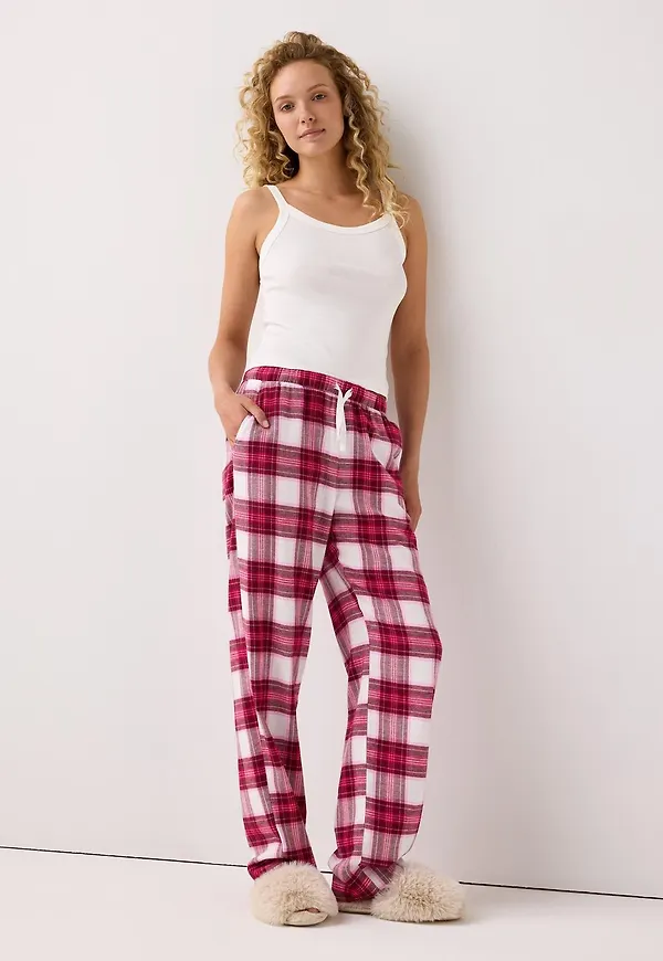 Pyjamasbyxor i flanell med längre ben