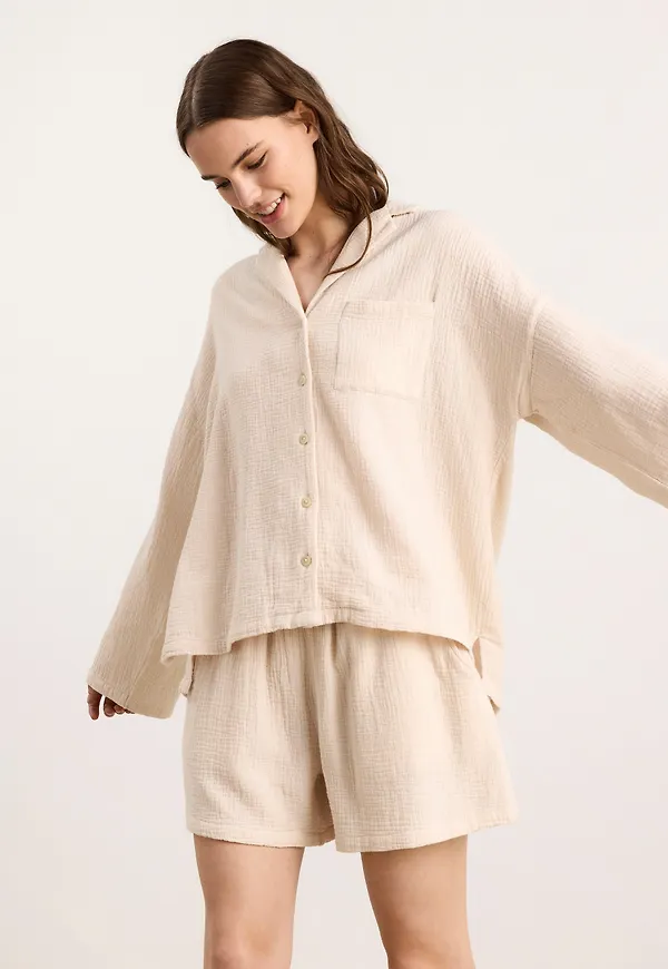 Pyjamasset i krinklad bomull