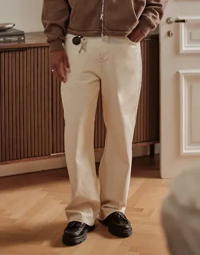 Que Sera Sera Luke Loose denim Loose fit jeans Beige
