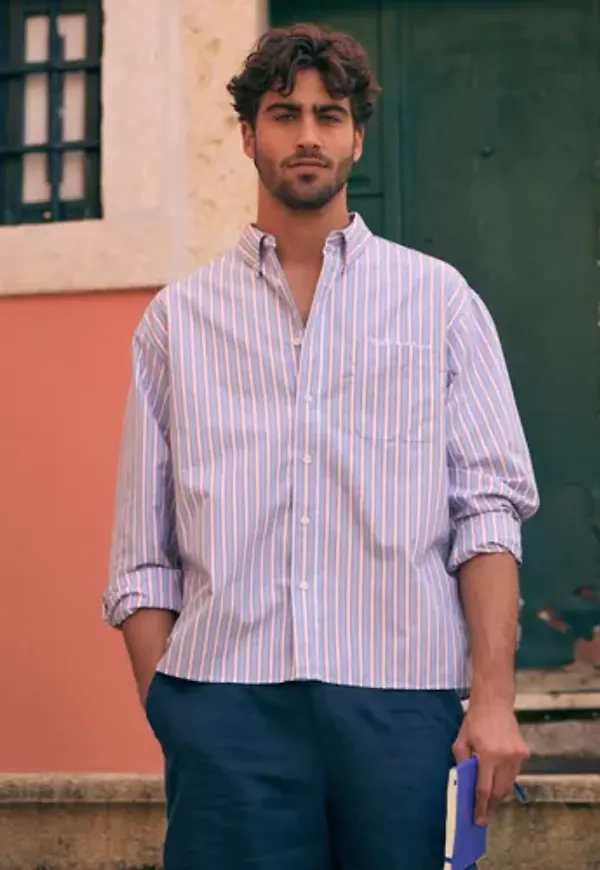 Que Sera Sera Stanley Oxford Shirt Randiga skjortor Blå