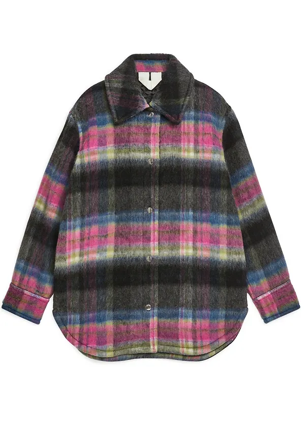Quilted Wool Blend Overshirt - Brown